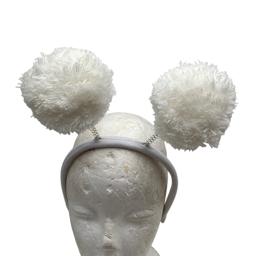 White Faux Fur Pom Pom‎ Spring Headband Bopper Costume Accessory